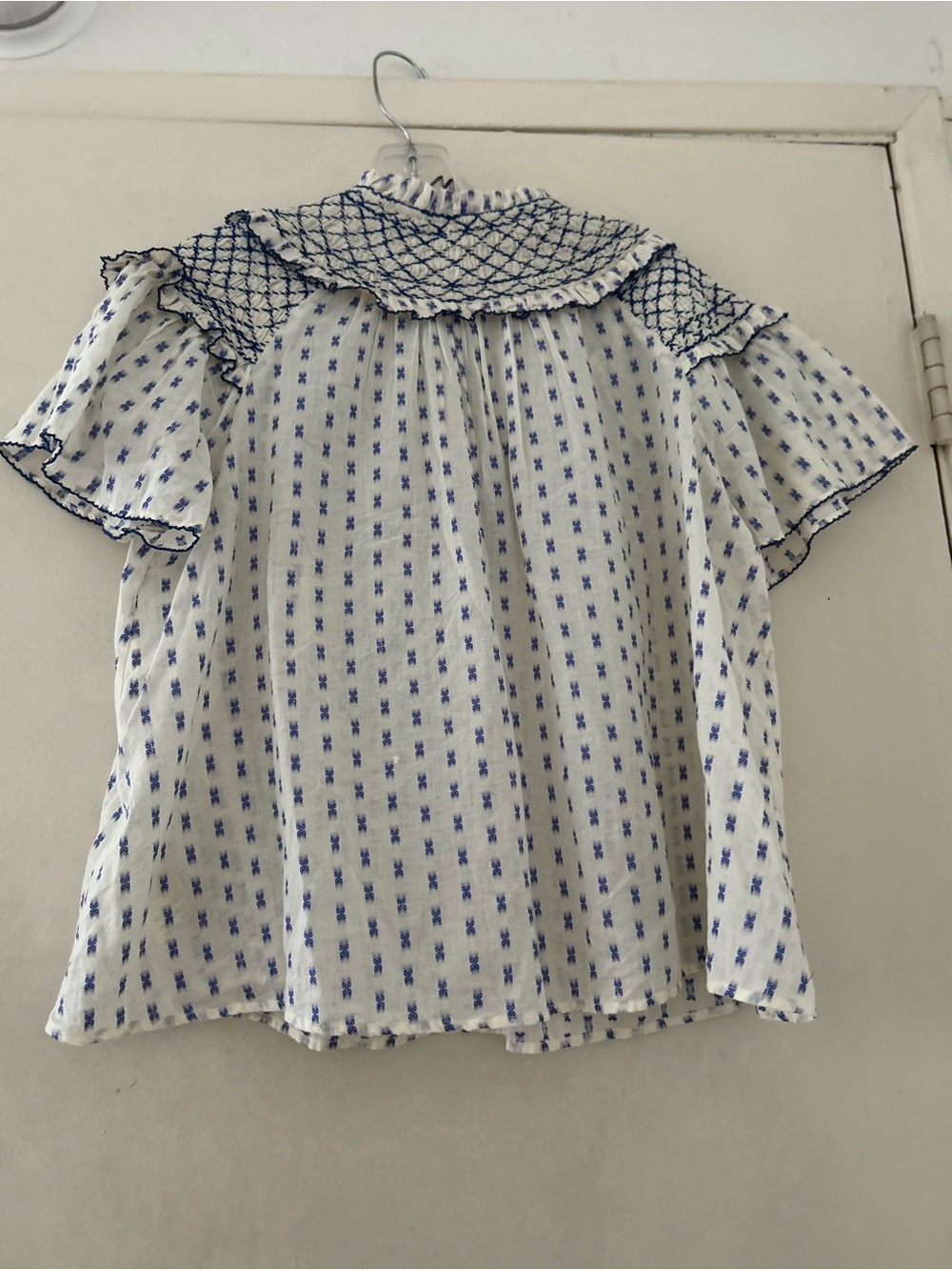 Pilcro White Cotton Blouse with Blue Embroidery - Picture 10 of 10